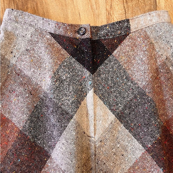 Plaid A-Line Skirt in Brown and Gray - Picture 8 of 9